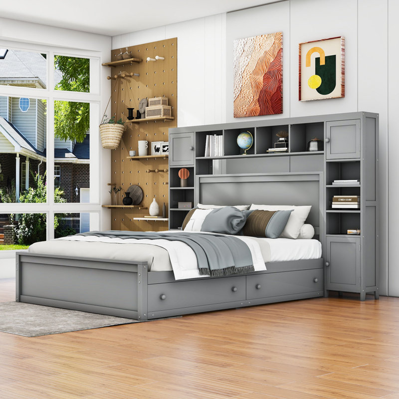 Alvinia Platform Storage Bed Everly Quinn Color Gray Size Queen